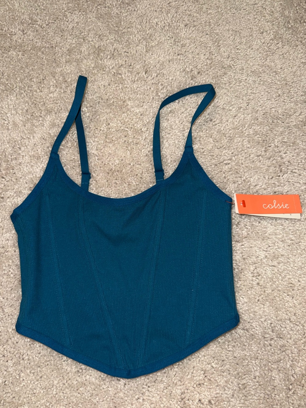 Colsie Teal Ribbed Bralette Tank